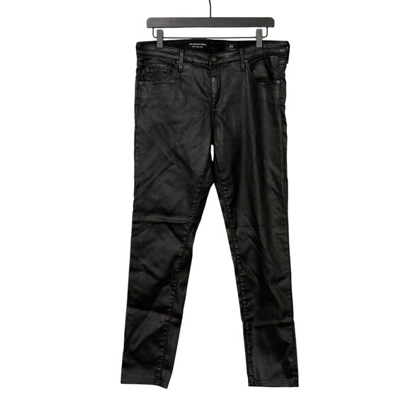 AG Adriano Goldschmied The Legging Ankle Super Skinny Jean Black Coated Size 32R - Picture 1 of 8